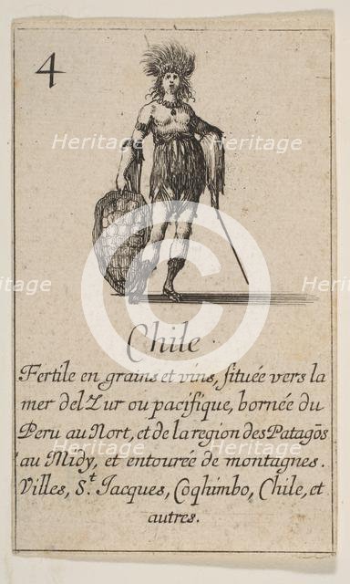 Chile, from 'Game of Geography' (Jeu de la Géographie), 1644. Creator: Stefano della Bella.