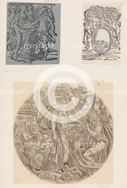 Emblem from a Book with Putti and a Unicorn. Creator: Anon.