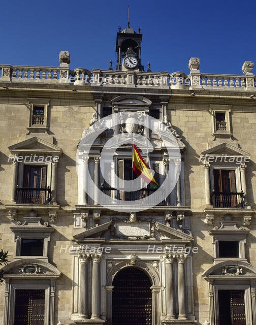 Detail of the façade, Palace of The Royal Chancellery, Granada, Andalusia, Spain (2002). Creator: LTL.