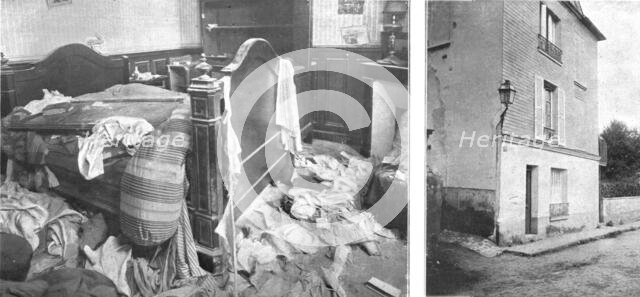 'Nos villes a sac; Chambre a coucher et facade d,une maison modeste de la rue Saint-Martin', 1918. Creator: Unknown.