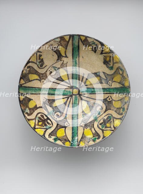 Buff Ware Bowl with Geometric Patterns, Iran, 9th century. Creator: Unknown.