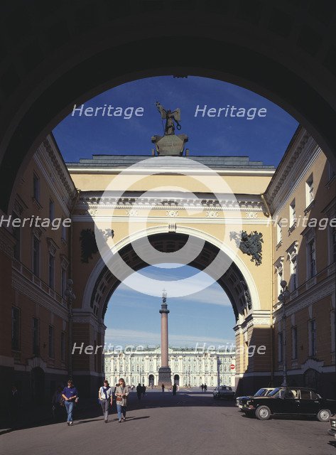 The Triumphal Arch of the General Staff Building in Saint Petersburg, 1819-1829. Artist: Rossi, Carlo (1775-1849)