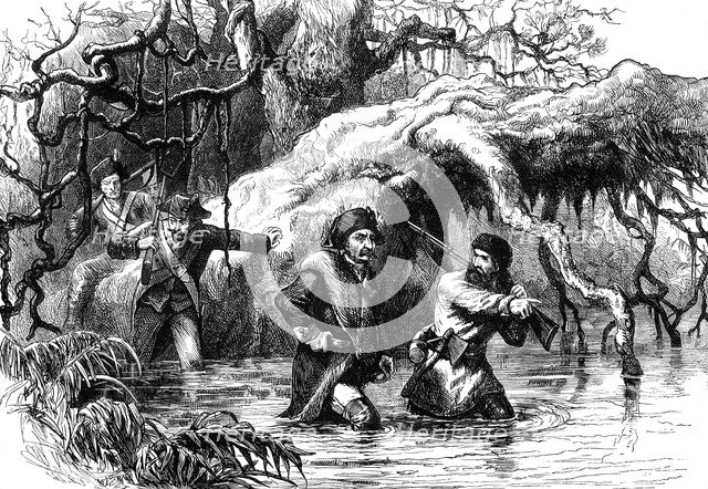 Clark and his soldiers crossing the Wabash, c1778-1779 (c1880). Artist: Unknown