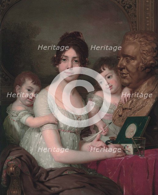 Portrait of Countess Liubov Ilyinichna Kusheleva, née Bezborodko (1783-1809) with children, 1803. Artist: Borovikovsky, Vladimir Lukich (1757-1825)