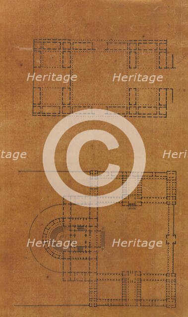 Page from a Scrapbook containing Drawings and Several Prints of Architecture, Int..., ca. 1800-1850. Creators: Workshop of Charles Percier, Workshop of Pierre François Léonard Fontaine.