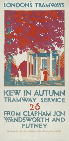 'Kew in Autumn', London County Council (LCC) Tramways poster, 1925. Artist: Leslie Porter
