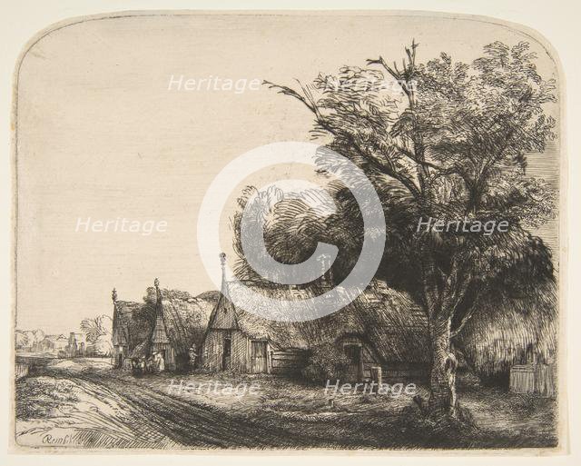 Landscape with Three Gabled Cottages Beside a Road, 1650. Creator: Rembrandt Harmensz van Rijn.
