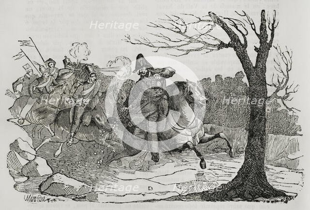 Balmaseda's flight, First Carlist War (1833-1840), 1842.  Creator: Manuel Miranda.