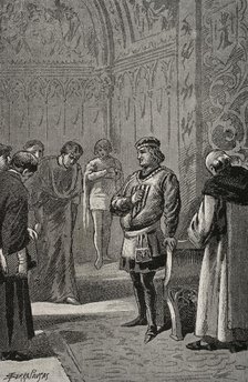 King John I of Aragon (1350-1396) at the Courts of Monzón in 1383, 1890. Creator: Joan Serra y Pausas.