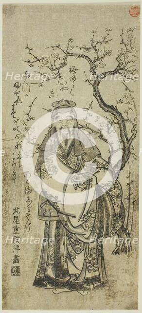 Sugawara Michizane crossing to China (Toto Tenjin), Japan, c. 1770s. Creator: Kitao Shigemasa.