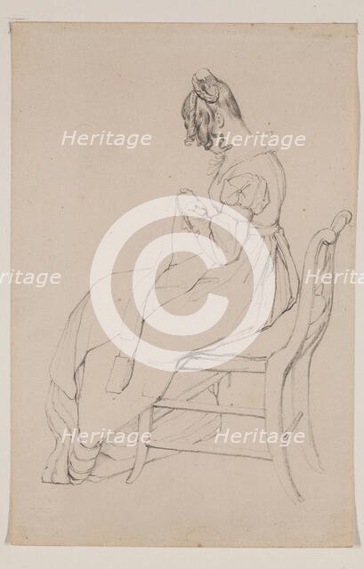 Young Woman Sewing, between 1800 and 1850. Creator: Unknown.
