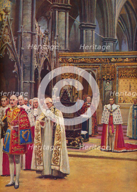 ''The Recognition: The King Stands Before the Assembly, presented by the Archbishop', 1937. Artist: Unknown.
