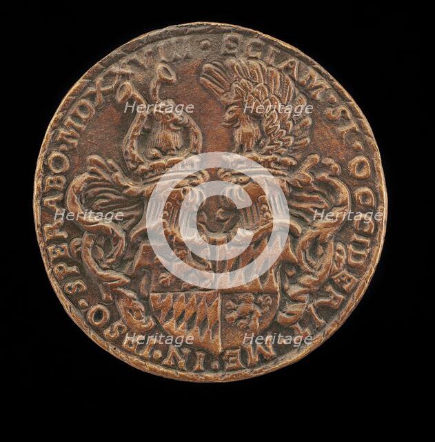 Shield with Casques and Crests [reverse], 1528. Creator: Matthes Gebel.