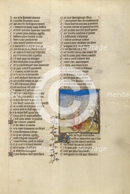 Rain Extinguishing the Flames at the Stake to Which King Kroesus is Bound, about 1405. Creator: Unknown.