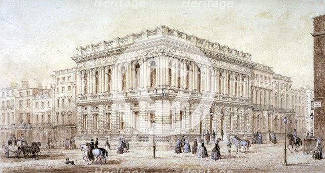 View of the Army and Navy Club on Pall Mall, Westminster, London, c1853. Artist: J Marchant