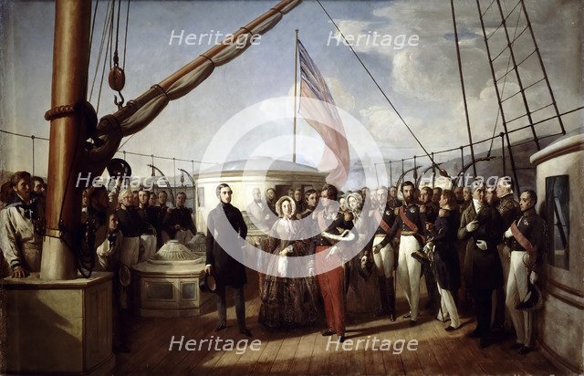 Queen Victoria recieved the King Louis Philippe I on board the Royal Yacht, 2 September 1843. Artist: Biard, François-August (1798-1882)
