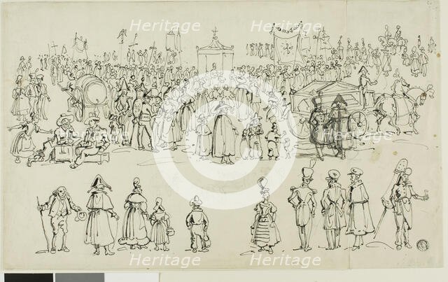 Religious Festival in Northern France, possibly Normandy, c. 1820. Creator: John Coney.