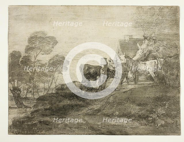 Landscape with Cattle by a Cottage, late 1770s. Creator: Thomas Gainsborough.