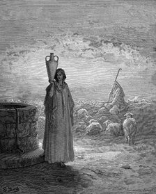 Jacob, keeping Laban's flocks, sees Rachel at the well, 1866. Artist: Gustave Doré