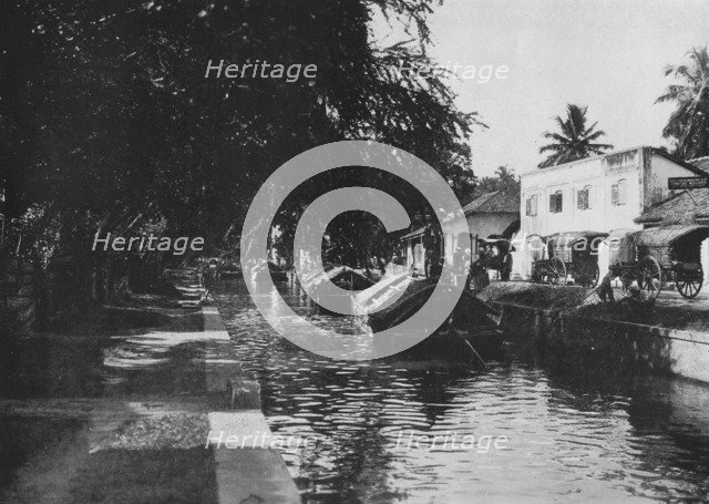 'Negombo Canal, Showing Padda Boats', c1890, (1910). Artist: Alfred William Amandus Plate.