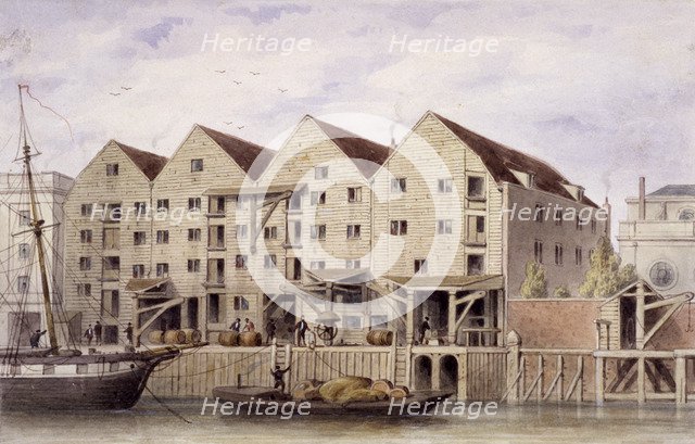 View of Chamberlain's Wharf, Tooley Street, Bermondsey, London, 1846. Artist: Unknown