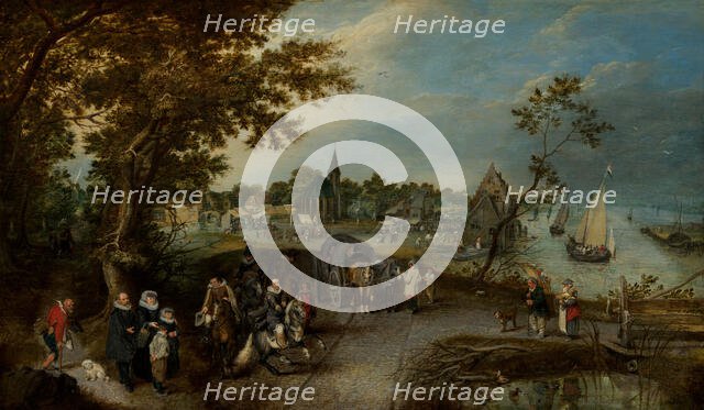 Landscape with Figures and a Village Fair (Village Kermesse), 1615. Creator: Adriaen van de Venne.