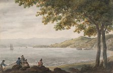 Shad Fishermen on the Shore of the Hudson River, 1811-ca. 1813. Creator: Pavel Petrovic Svin'in.