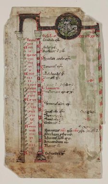 Psalter Leaf: Medallion with Animal and Part of December Calendar, 12th century. Creator: Unknown