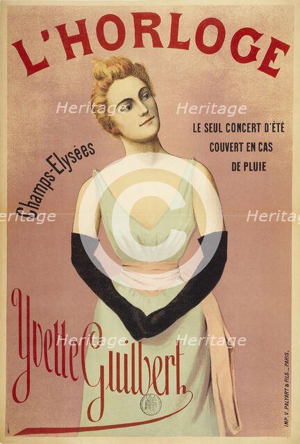 L'Horloge: Yvette Guilbert, ca 1890-1895. Creator: Anonymous.