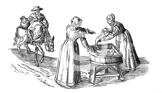 Fish stall in a market, 1572. Artist: Georgius Braun