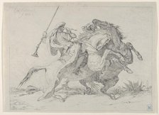Collision of Moorish Horsemen, 1834., 1834. Creator: Eugene Delacroix.