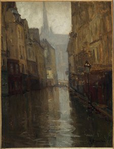 Rue du Haut-Pavé towards the Quai de Montebello (floods of 1910), 1910. Creator: Germain Eugene Bonneton.