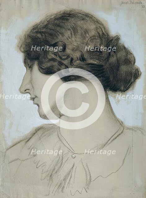 Head of a young woman in profile, 1918. Creator: Josef Wawra.