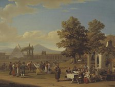 Italian Harvest Festival at Monte Testaccio near Rome, 1825. Creator: Carl Gustaf Hjalmar Mörner.