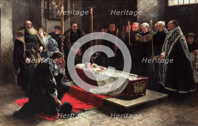 Stanislaw Oswiecim at the Dead Body of Anna Oswiecimówna, 1888. Creators: Stanislaw Bergman, Stanislaw Oswiecim.