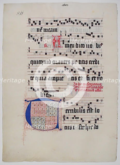 Manuscript Leaf with Initial T, from a Gradual, German, second quarter 15th century. Creator: Unknown.