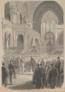 The funeral of Gioacchino Rossini. The consecration in the Church of the Holy Trinity, 1868. Creator: Cosson, Smeeton & Cie  .