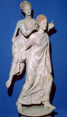 Greek terracotta statuette of an 'ephedrismos' group, 3rd century BC. Artist: Unknown