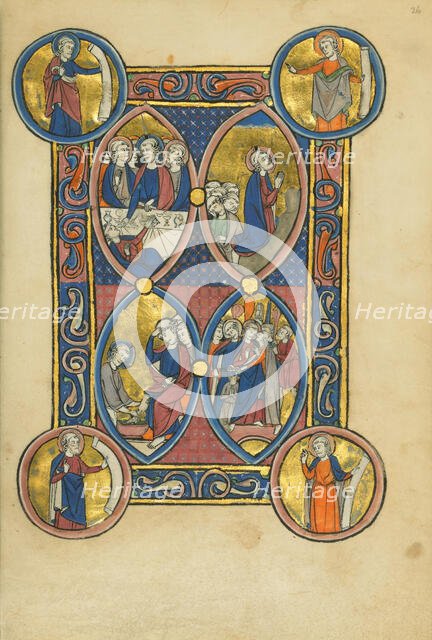 The Last Supper; Christ Washing the Apostles' Feet; The Agony in the Garden, about 1250-1260. Creator: Unknown.