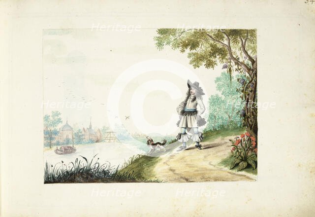 Gentleman walking along a river, c.1661. Creator: Gesina ter Borch.