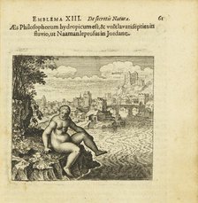 Emblem 13. The brass of the wise is addicted to dropsy and wants to be bathed seven times..., 1618. Creator: Merian, Matthäus, the Elder (1593-1650).