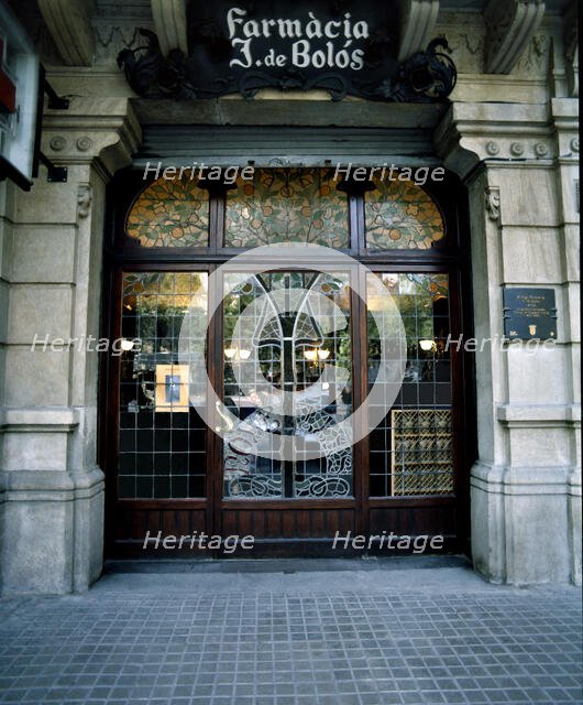 Detail of the entrance door of the 'Bolós 'pharmacy on the Rambla de Catalunya - Valencia, 19th cent Creator: Antoni de Falguera i Sivilla (1876-1947).