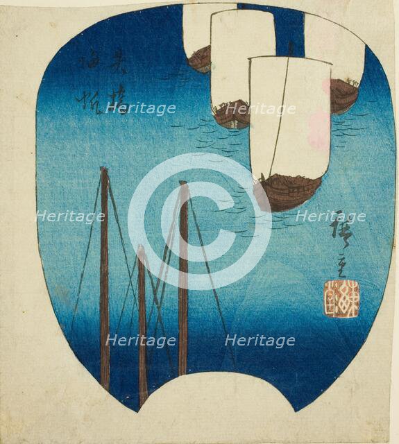 Returning Sails at Yabase (Yabase kihan), section of a sheet from the series "Eight Views...c1847/52 Creator: Ando Hiroshige.