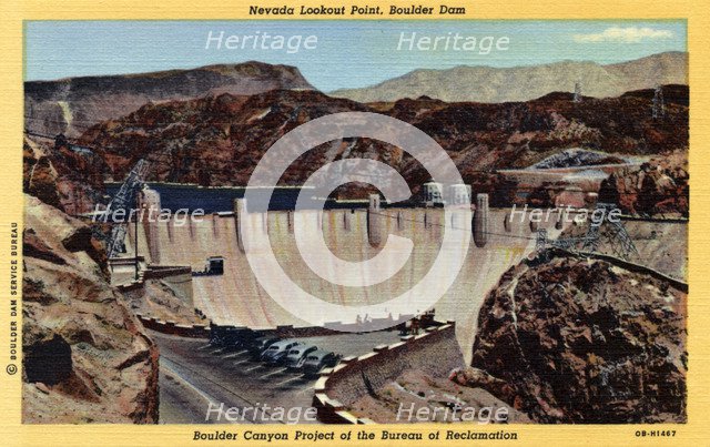 Nevada Lookout Point, Boulder Dam, Arizona/Nevada, USA, 1940. Artist: Unknown
