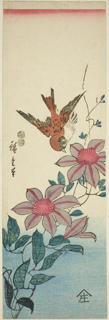 Sparrow and clematis, c. 1847/52. Creator: Ando Hiroshige.