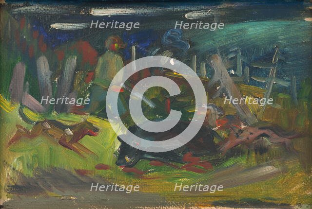 Boar Hunt, around 1930-1935. Creator: Arnold Peter Weisz-Kubincan.