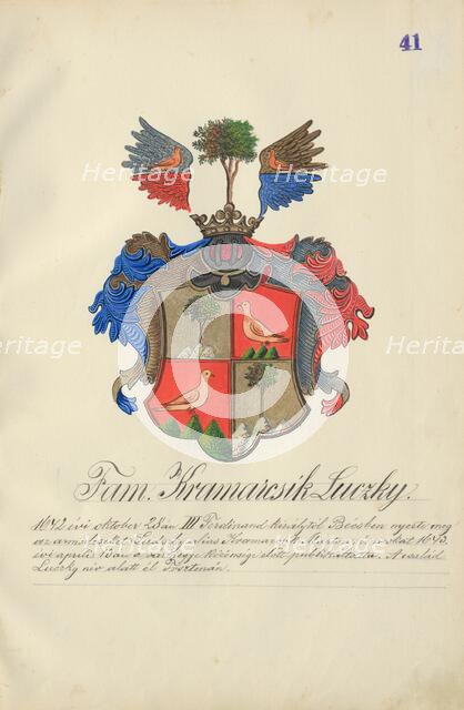 Coat of arms of the Kramarcikova Lucka family, 1904-1910. Creator: Adolf Medzihradsky.