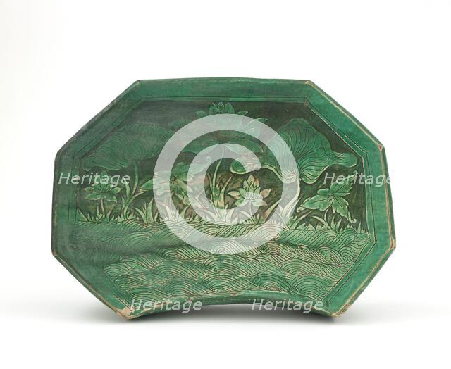 Pillow with lotus design, about 1200. Creator: Unknown.