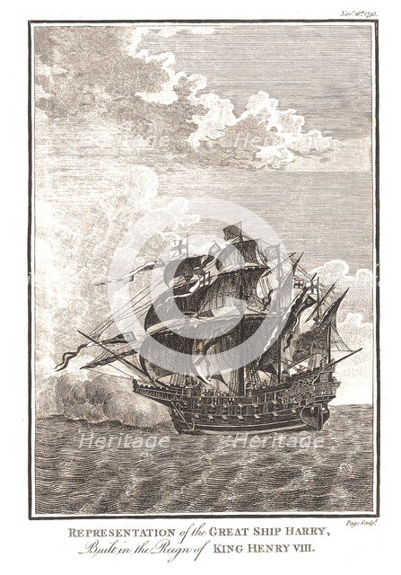 Representations of the Great Ship Harry built in the Reign of King Henry VIII, 1793. Artist: Page.