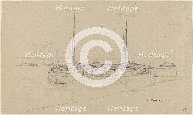 Boats on River with Masts. Creator: Charles Meryon.